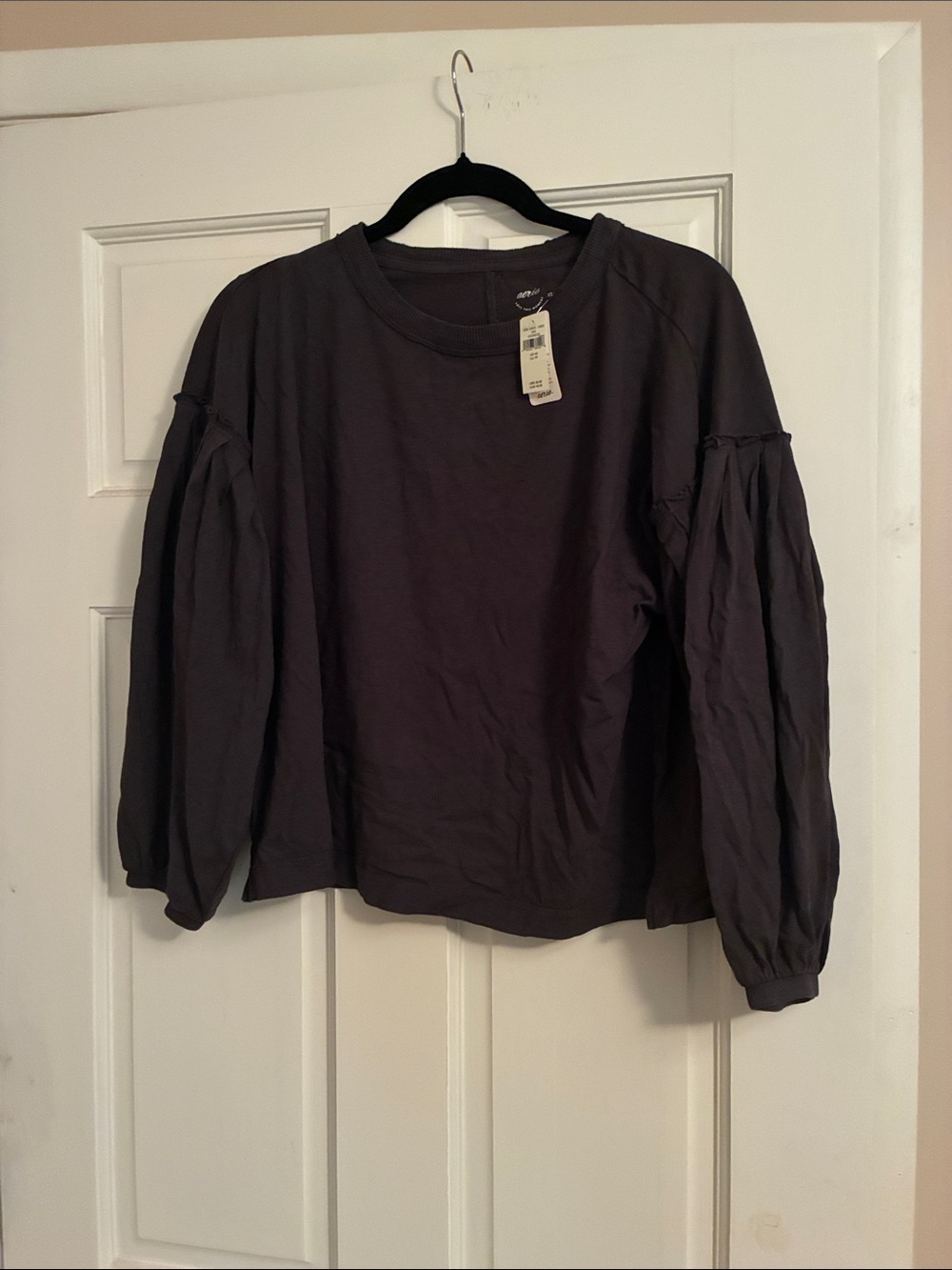 aerie Charcoal Balloon Sleeve Sweatshirt
